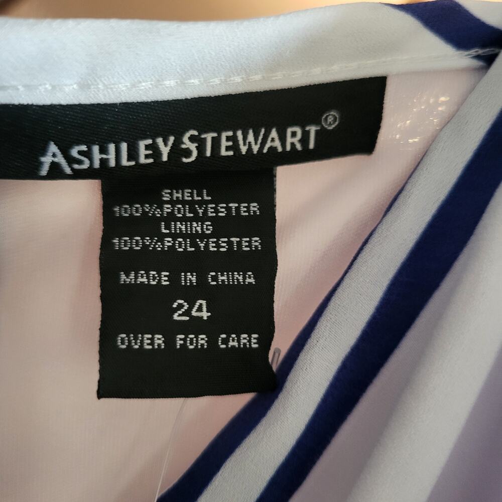 Brand New Ashley Stewart Belted Striped Maxi Dress Size 24 Blue and White - Picture 5 of 14